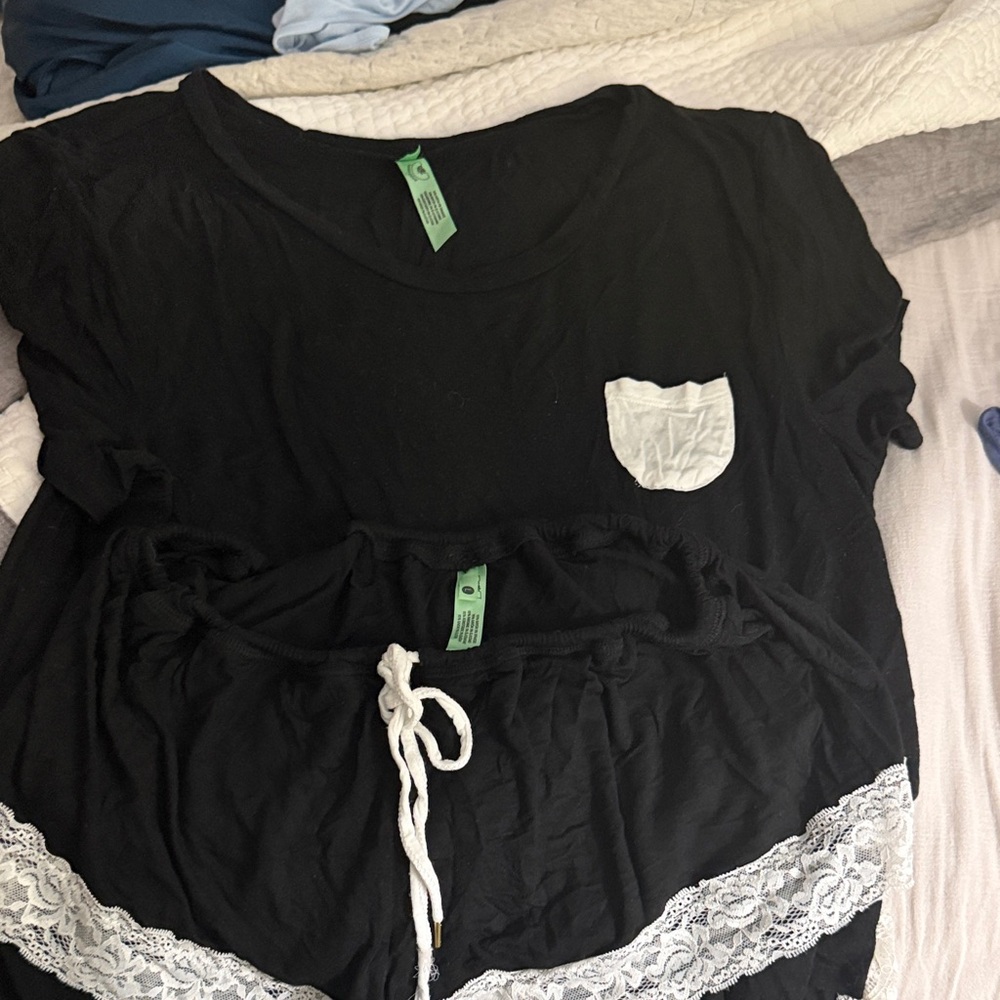 Honeydew USA Black and White Lace Pajama Set